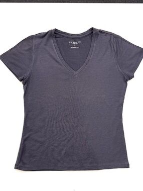 Unbound Merino V-Neck Tshirt in Charcoal, Size Small